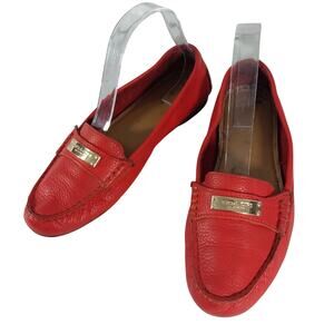 COACH! FLAME RED GENUINE LEATHER MOC STYLE DRIVING SHOES, LOAFERS! SZ 7.5M